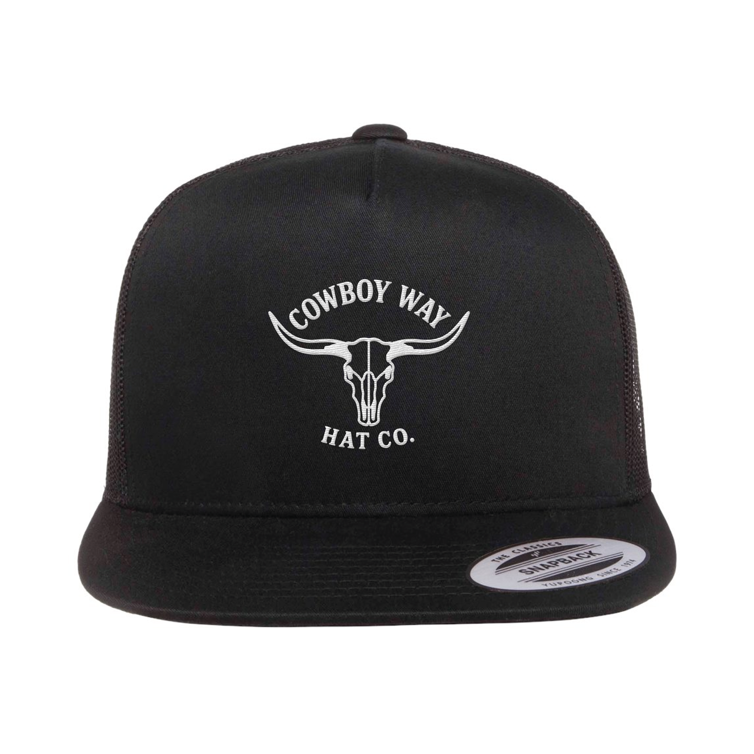 Cowboy Way Longhorn Black Trucker Cap